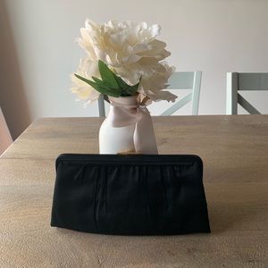 Vintage black clutch with gold hardware